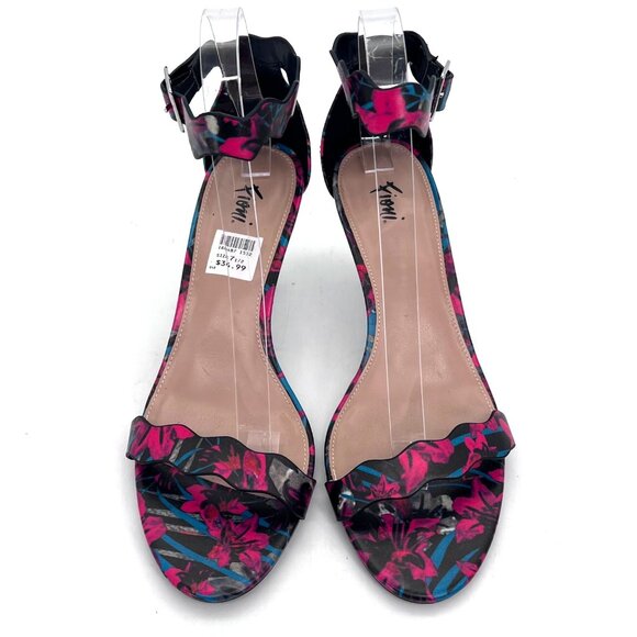 Fioni Floral Open-Toe Heels Womens Shoes Size 7.5 Pink & Blue Ankle Strap NEW - Picture 6 of 15